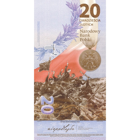 20 zł, banknot Bitwa Warszawska 1920, 2020