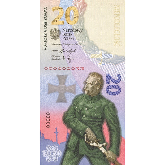 20 zł, banknot Bitwa Warszawska 1920, 2020