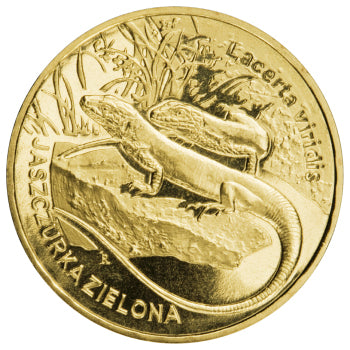 2 zł, Zwierzęta świata - Jaszczurka zielona (łac. Lacerta viridis), 2009